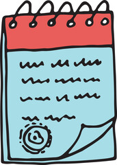 Notepad icon. Business document color doodle symbol