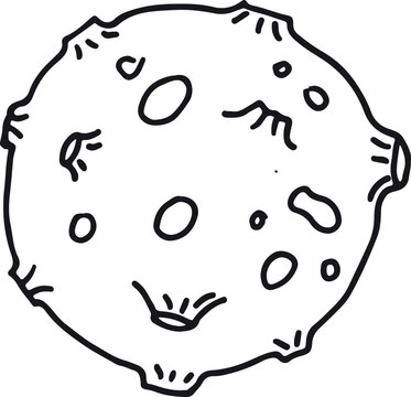 recommend clip art: Asteroid doodle. Space rock with craters in line style