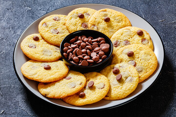 chocolate chip lemon yellow cookies on a plate