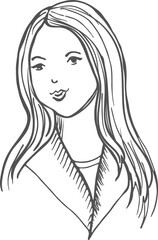 Pretty young woman hand drawn web avatar