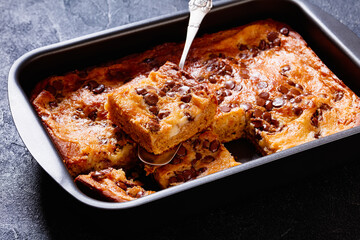 pumpkin chocolate chips sheet cake, top view