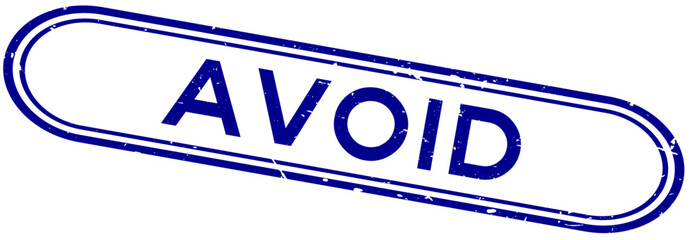 Grunge blue avoid word rubber seal stamp on white background