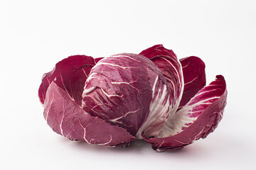 Fresh red radicchio salad isolated on white background