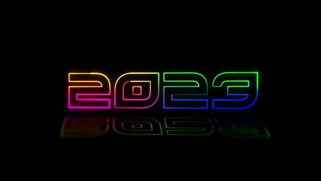 Bright Neon 2023, Amazing Flashing Flickering Effects, Happy New Year, Holiday, RGB Light