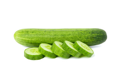 Fresh cucumber slices. isolated on white background.