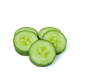 Fresh cucumber slices. isolated on white background.