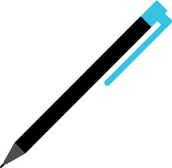 Blue plastic pen icon. Writing tool symbol