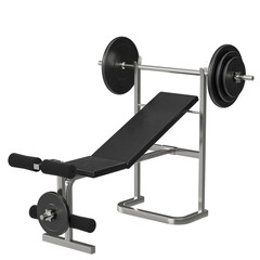 3D rendering illustration of a weight bench gym equipment