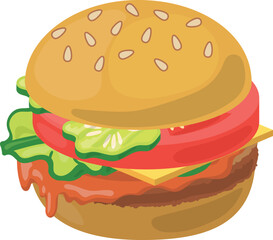 Cheeseburger icon. Cartoon fast food. Lunch burger
