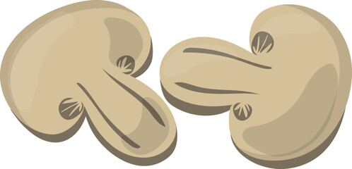 Mushrooms cutted and sliced cartoon icon. Tasty cooking ingredients