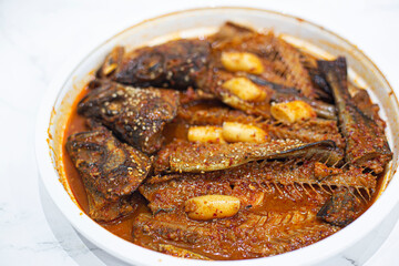 Dried pollock. Korean style spicy pollack stew.