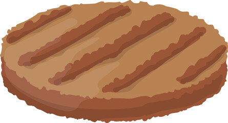 Cutlet icon. Grilled round cartoon meat for burgers