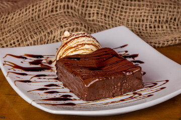 Chocolate Brownie with Vanilla Ice Cream