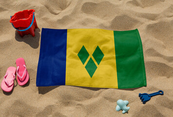 Beach Towel - Flag of Saint Vincent and the Grenadines