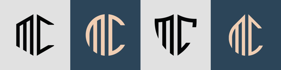 Creative simple Initial Letters MC Logo Designs Bundle. - obrazy, fototapety, plakaty