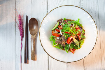 Beef Salad, Thai style beef salad spicy dish.