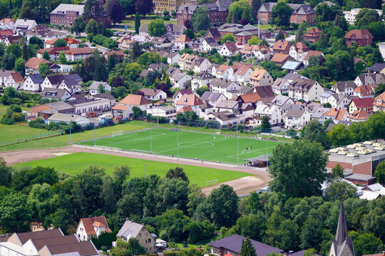View of Marsberg and the surrounding countryside. Aerial view.
View from the Bilstein Tower.