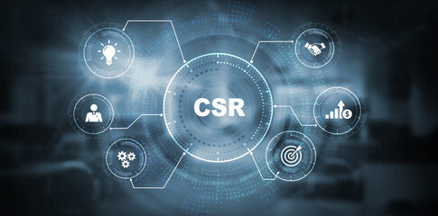 CSR abbreviation, modern technology concept. Business, Technology, Internet and network concept. 3d illustration