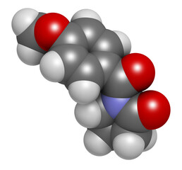 Aniracetam nootropic drug molecule, 3D rendering.