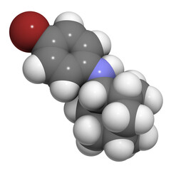 Bromantane asthenia drug molecule. Also used in sports doping, 3D rendering.