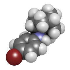 Bromantane asthenia drug molecule. Also used in sports doping, 3D rendering.