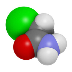 Chloroacetamide preservative molecule. 3D rendering. 