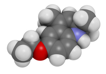 Ethoxyquin antioxidant food preservative molecule. Also used to control scald on pears, 3D rendering.