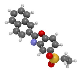 Ezutromid Duchene muscular dystrophy drug molecule. Activator of utrophin, 3D rendering. - obrazy, fototapety, plakaty