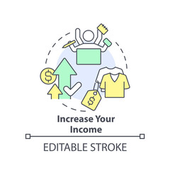 Increase your income concept icon. Change job for better pay. Budgeting for inflation abstract idea thin line illustration. Isolated outline drawing. Editable stroke. Arial, Myriad Pro-Bold fonts used