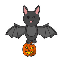 halloween pumpkin and bat
