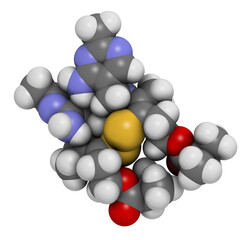 Sulbutiamine asthenia drug molecule. Also used in nutritional supplements, 3D rendering.