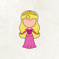 Cute faceless princess character vector