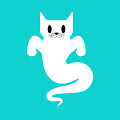 Ghost cat isolated. pet spook cartoon. Vector illustration