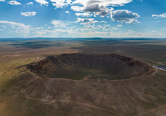 Aerial view of Meteor Crater Natural Landmark in Arizona