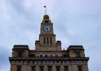 Building, architecture, the Bund, clock tower, landmark, Shanghai, China