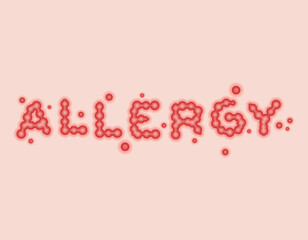 Allergy lettering. Pimple lettersTypography. Acnea whelk typography Vector illustration