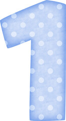 Number 1 Polka Dot alphabet in blue tone