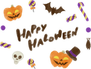 HAPPY HALLOWEEN　水彩風ハロウィンのイラスト