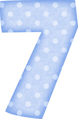 Number 7 Polka Dot alphabet in blue tone