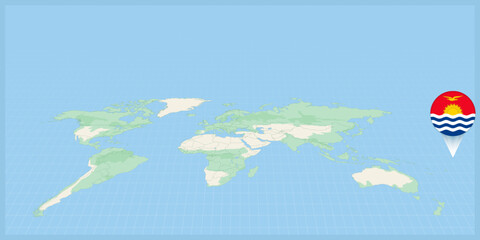 Location of Kiribati on the world map, marked with Kiribati flag pin.