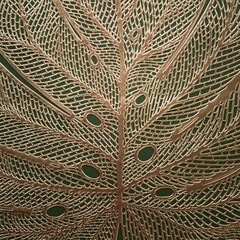 luxury golden leaves outline tropical plant monstera foliage on dark green background.concept for...