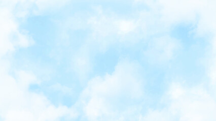 Soft white blue cloudy background, beautiful cumulus fluffy spring or summer sky design