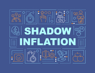Shadow inflation word concepts dark blue banner. Unsatisfied customer. Infographics with editable icons on color background. Isolated typography. Vector illustration with text. Arial-Black font used