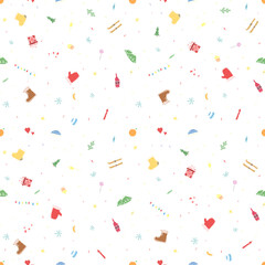 Seamless christmas pattern. New year background. Doodle illustration with christmas and new year icons