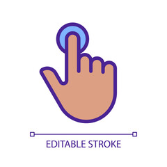 Finger touch gesture pixel perfect RGB color icon. Touchscreen control. Smartphone display. Computing device screen. Silhouette symbol on white space. Solid pictogram. Vector isolated illustration