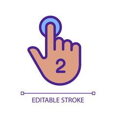 Double touch gesture pixel perfect RGB color icon. Controlling touchscreen. Smartphone display control. Silhouette symbol on white space. Solid pictogram. Vector isolated illustration