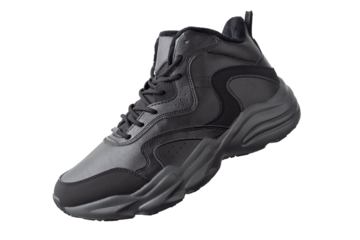 Black winter sneakers isolated on white background.