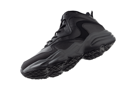 Black winter sneakers isolated on white background.