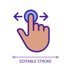 Scrolling horizontally gesture pixel perfect RGB color icon. Move left and right. Touchscreen. Device screen navigation. Silhouette symbol on white space. Solid pictogram. Vector isolated illustration
