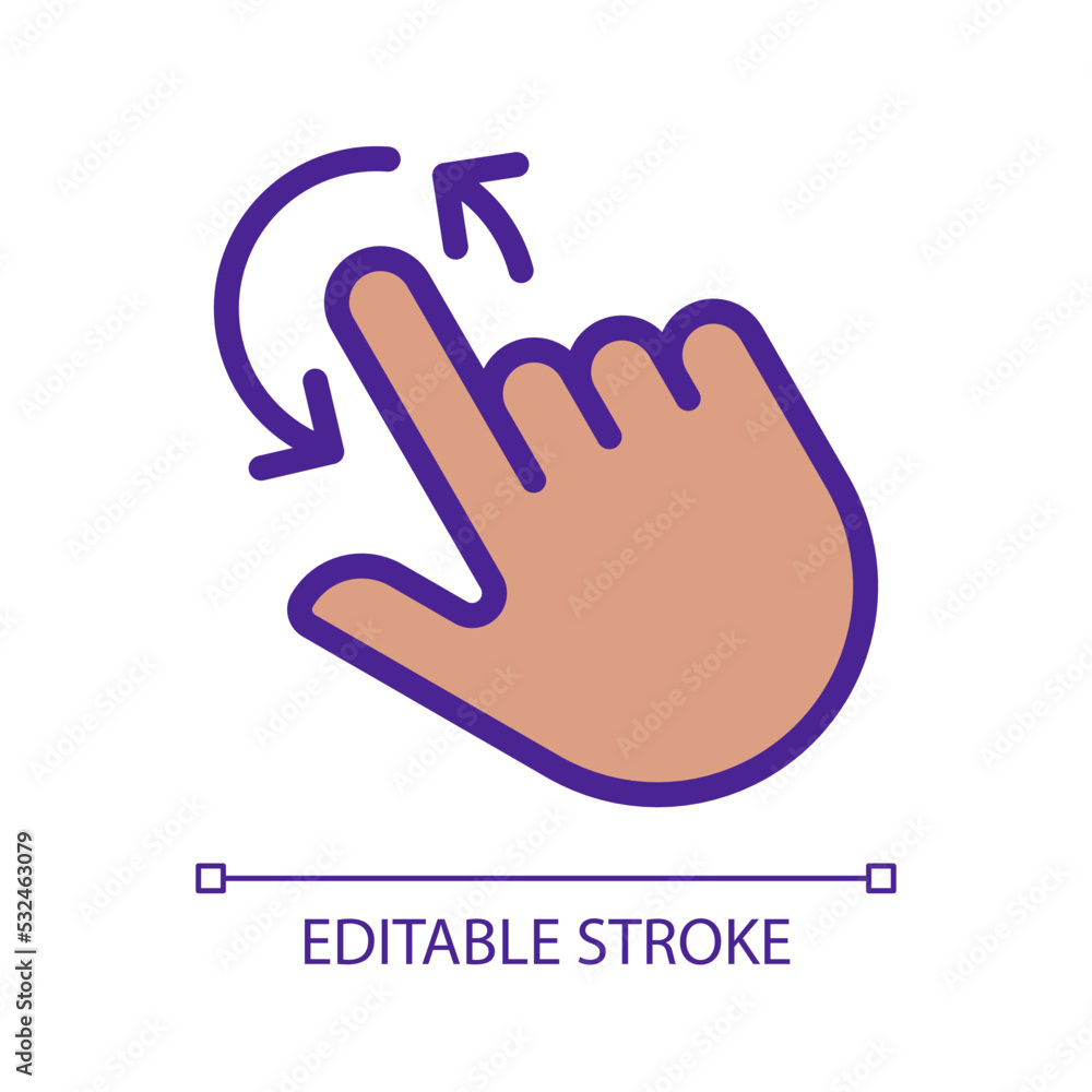 Poster rotation gesture pixel perfect rgb color icon. tap to spin picture. update and reload. touchscreen c